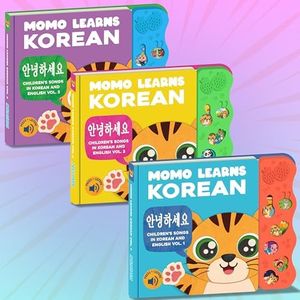 Bundle Deal: Learn Korean for Kids, Momo Learns Korean, Bilingual Korean Baby Book for Kids, Babies & Toddlers 1-3, Kids Board Book w/ Hangul, First Words & Songs, Language Toy for Preschoolers