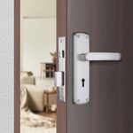 Godrej ELC 05-6 Mortise Door Lock Handle Set with 2 Keys, Suitable for Left & Right Handed, Inside & Outside Opening Door Handle Set, Satin Steel Finish (Silver, Set of 1)