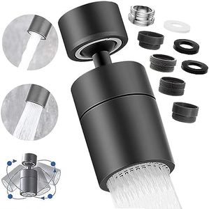 Aérateur de Robinet, 360° Pivotant Embout Robinet Cuisine, 2 Modes Mousseur Robinet Economie Eau, Pour Robinet Pour Éviers de Cuisine Salle de Bain lavabo (Noir)