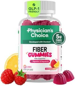 Physician’s Choice Fiber Gummies for Digestive Health & Regularity - Raspberry Lemon Flavor - No Sugar Added & Vegan - Natural Chicory Root Prebiotic Fiber - Daily Gummy for Adults, Women & Men - 60CT