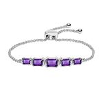 Amazon Brand - Nora Nico 925 Sterling Silver BIS Hallmarked Amethyst Sliding Bolo Bracelet for Women and Girls