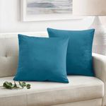 Oxford Homeware Velvet Teal Cushions Cover 45 x 45 (Pack of 2) Square Throw Pillow Cases Decorative Sofa Cushion Covers for Bedroom Couch Car with Invisible Zipper (18 x 18 Inch)