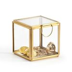 ARTINCO India Collections Home Decor Glass Brass Storage Box Decoration, Golden Decorative Glass Brass Box 3 X 3"