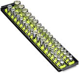 Ernst Manufacturing 19-Inch Socket Boss Premium 2-Rail, 3/8-Inch-Drive Socket Organizer, High-Visibility (8462HV)