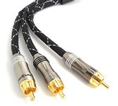 AKORD ® 1 TO 2 RCA MALE SUBWOOFER AUDIO CABLE LEAD -2 WAY Y PHONO SPLITTER (3 Metre)