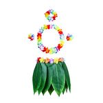 Pangmao Hawaiian Leaf Skirt with Flower Party Fancy Dress for Hawaii Summer Beach Tropical Luau Party