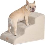 EHEYCIGA Curved Dog Stairs for Small Dogs 15.7" H, 3-Step Dog Steps for Couch Sofa and Chair, Pet Stairs for Cats, Non-Slip Balanced Pet Steps Indoor, Beige