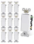 AIDA 4 Way Switch Decorative Light Switch, 15Amp, 120/277 Volt, AC Decorator Rocker Switch Wall Switch Replacement, Self-Grounding, Residential and Commercial Grade, UL Listed (10 Pack, Glossy White)