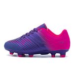 LEOCI Football Shoes - Kid's Anti-Slip Soccer Boots Toddler Outdoor Comfort Cleats Purple Pink