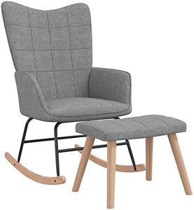 Rocking Chair with a Stool Light Grey Fabric Armchair Seating Rocker vidaXL