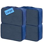 Large Packing Cubes 4 PCS, Large Suitcase Organiser Bags 4-Piece, Large Travel Bags Organiser 4 Pack (4PCS Large Navy)