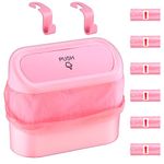 Car Bin, Car Trash Can with Lid, Multifunctional Mini Trash Bin for car, with 90 Pcs Trash Bags & 2 Car Hooks, Push-on Design Car Bins, Cute Car Accessories, Car Rubbish Bin for Car Tidy (Pink)