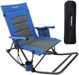 WKFAMOUT Folding Rocking Camping Chair with Foot Rest Portable Oversized Padded Rocking Chair for Outdoor Camp, Garden, Lawn, Heavy Duty for Adults Supports 400lbs