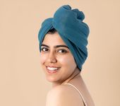 Doctor Towels | Banana Double Cloth Hair Towel | Hair Wrap for Women | Towel for Long & Short Hair| Anti-Frizz Shower Hair Towels with Button | Quick-Drying Hair Cap | Dutch Teal, Pack of 1