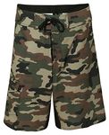 Burnside Mens Camo-Diamond Dobby Board Shorts-B9371-40-Green Camo