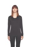 Terramar Women's Thermasilk Pointelle Scoop Base Layer Tops, Black, L UK