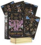 Calmoura Tridevia Tarot Cards with Guide Book, 78-Card Rider-Waite Inspired Deck with Meanings on Them, Gold Details and Gilded Edges for Beginners and Experts