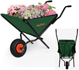 Folding Collapsible Wheelbarrow, Lightweight Home Utility Yard Wheelbarrow Easy Loading and Dumping Garden Cart Thickened Oxford Cloth Lawn Cart for Nutrient Soil,Grass, Leaf, Garden Supplies（Green