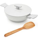 Ember Cookware Arcilla Ceramic Non Stick Kadai 24cm | Metallic lid | Matching Handles | 1x Spatula | Induction Safe | Non Toxic Deep Frying Pan | PFAS & PTFE Free | Florence Series | Grey