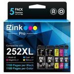 E-Z Ink Pro 252XL Remanufactured Ink Cartridges Replacement for Epson 252 T252 XL to use with Workforce WF-7720 WF-3640 WF-7710 WF-3620 WF-7210 WF-7610 WF-7620 (2 Black 1 Cyan 1 Magenta 1 Yellow)