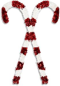 Bright Creations 2 Pack Giant Christmas Candy Cane Decorations, Outdoor Red and White Tinsel Decor for Xmas Holiday, Festive Giant Candy Cane for Christmas Celebration (50 in)