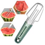 3-in-1 Watermelon Fork Slicer Cutter Tool, Watermelon Cutter Slicer Tool, Stainless Steel Watermelon Popsicle Cutter, Watermelon Cutting Tool, Fruit Fork Cutter Slicer for Kitchen Camping Gadgets
