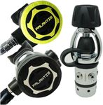 Palantic AS101 Yoke Diving Regulator and Octopus Combo - Unbalanced Flow-by Piston with 36" Yellow & Black Hose - Second Stage Large Purge Button, Sealing for Corrosion Protection