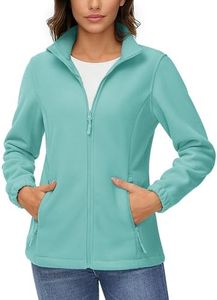 TACVASEN Women's Soft Fleece Jacket Lightweight Full Zip Sweatshirts Coat Casual Winter Warm Sweaters with Pockets Grey Green,XXL