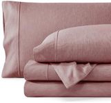 Bare Home Queen Sheet Set - Luxury 1800 Ultra-Soft Microfiber Queen Bed Sheets - Double Brushed - Deep Pockets - Easy Fit - 4 Piece Set - Bedding Sheets & Pillowcases (Queen, Heathered Rosewood)