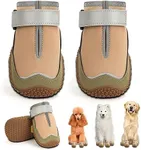 Hcpet Dog Boots for Large Dogs, Dog Shoes for Hot Pavement Winter Snow, Paw Protector Dog Booties Designed for Comfort and Breathability, Outdoor Booties for Small Medium Dogs for Hiking Brown Size 5