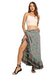 KE | Kanha Exports Women's Western Print Wrap Skirt, Casual & Beach Wear, Loose Fit, Bohemian Paisley Design (Summer Green 5517)