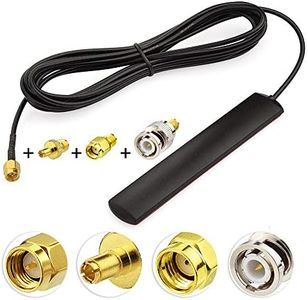 Eightwood GSM 4G LTE Antenna 3dBi SMA Male Connector Glass Mount + 3 Adappters SMA to BNC/TS9/RP-SMA Adapter for 2G 3G 4G Router Wirelees Wifi DAB DAB+ Car Vehicle Radio Cell Phone