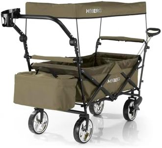 HOBERG Bollerwagen faltbar mit Dach | nutzbar als Gartenwagen, Handwagen & Transportwagen | klappbar – ideal für Strand & als Gartenkarre | der Faltbollerwagen für Hobby & Freizeit