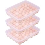 Taylor & Brown 3 Pack 34 Refrigerator Eggs Container with Lid, Portable Stackable Large Capacity Egg Holder - Protect and Keep Eggs Fresh Clear Plastic Decorative Crate