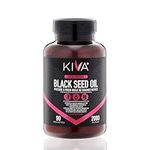 Kiva Black Seed Oil Softgel Capsules | 2000 mg per Serving | 1.5%+ High Thymoquinone (TQ) | 100% Pure Cold-Pressed Nigella Sativa | Raw | Vegan