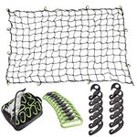 Seah Hardware 4' x 6' Cargo Net for Truck Bed Stretches to 8' x 12' | 24 Pieces Universal Hooks| 5 mm Diameter Small 4" x 4" Mesh Truck Net