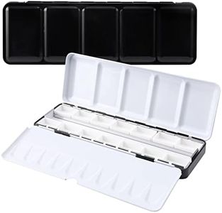 Looneng Empty Watercolor Palette Paint Case - Metal Tin Box with 14 Full Pans
