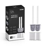 SA Products Silicone Toilet Brush - Bathroom Cleaning Brush With Holder - Home Cleaning Products Set With Scrubber Cleaner & Floor Or Wall Mounted Holder - Soft, Flexible, No-Scratch Bristles