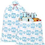 Leinuosen 2 Pcs 70 Inches Jumbo Baby Shower Bag Large Baby Footprint Gift Bags Oversized Plastic Gift Bags Extra Large Present Bags with Ropes for Birthday Party Baby Shower Favors (Blue Boy Feet)