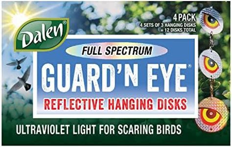 Dalen Guard'n Eyes Full Spectrum Reflective Hanging Disks - Reflects Ultraviolet Light for Scaring Birds - 4 Pack