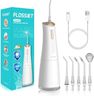 FlossJet Jet Dentaire Hydropulsuer Professionnel,Irrigateur Oral de 300ML,5 Buses 4 Modes USB Chargé Étanche IPX7,Jet Dentaire de Voyage,Hydropulseur Dentaire Sans Fil Portable Water Flosser(Blanc)