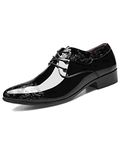 Men's Dress Shoes Oxfords Patent Leather Lace Ups Business Shoes Casual School Shoe Shiny Party Wedding Shoes Black 12UK