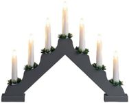 Optimal Products Wooden Christmas Candle Bridge 7 LED Light Up Arch Window Xmas Decoration Lights UK (Grey)
