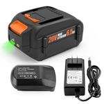 Energup 6.5Ah 20V Replace Worx 20v Lithium Battery for WA3525 Battery WG151s, WG155s, WG251s, WG255s, WG540s, WG545s, WG890, WG891 Cordless Tools with Worx 20Volt Battery Charger 20V Worx Batteries