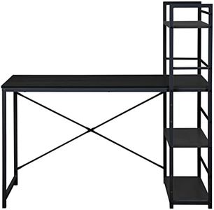 Rebecca Mobili Scrivania Con Scaffale, Tavolo Con Libreria, 4 Ripiani, Fibra Di Legno Acciaio, Nero, Per Cameretta Ufficio - Misure (HxLxP): 120/72 x 120 x 52 cm - Art. RE6774