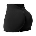 YEOREO Workout Scrunch Shorts Women 3.6" V Back Gym Shorts Butt Lifting Liz High Waisted Seamless Shorts Black L