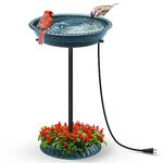 GESAIL Heated Bird Bath, 75W Thermostatically Controlled Lightweight Pedestal Bird Bath with Metal Stake Heated Bird Baths for Outdoors for Winter Garden Patio Yard Decoration, Spotted Green