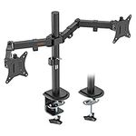 VonHaus Dual Monitor Stand for 13-32" Screens, Twin Monitor Mount with Desk Clamp, Height Adjustable, Easy Assemble Stand with Full Tilt, Rotation & Swivel Arms, VESA: 75x75 & 100x100mm