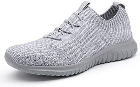 TIOSEBON Women's Lightweight Walking Shoes Comfortable Slip-On Running Sneakers 8 US Gray-Gray Wide