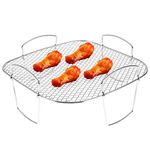 Air Fryer Rack Square Grilling Rack Stainless Steel Dehydrator Rack 8 Inch Multi-Purpose Toast Rack Cooking Rack Air Fryer Accessories Sturdy Dishwasher Safe for Air Fryer Baking